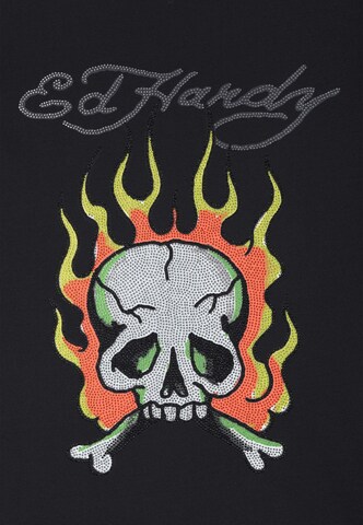 Ed Hardy Μπλουζάκι 'Skull Flame' σε μαύρο
