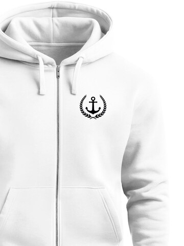 Neverless Zip-Up Hoodie 'Anker Captain' in White