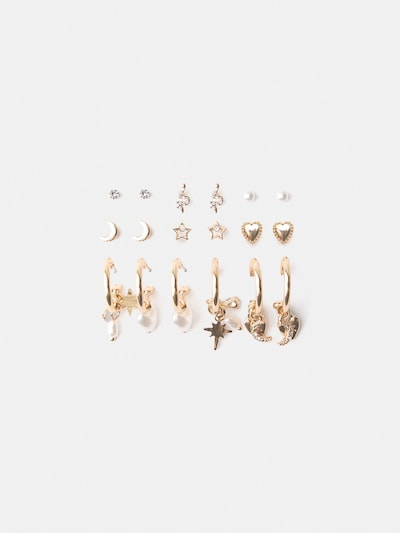 Bershka Boucles d'oreilles en or / blanc perle, Vue avec produit