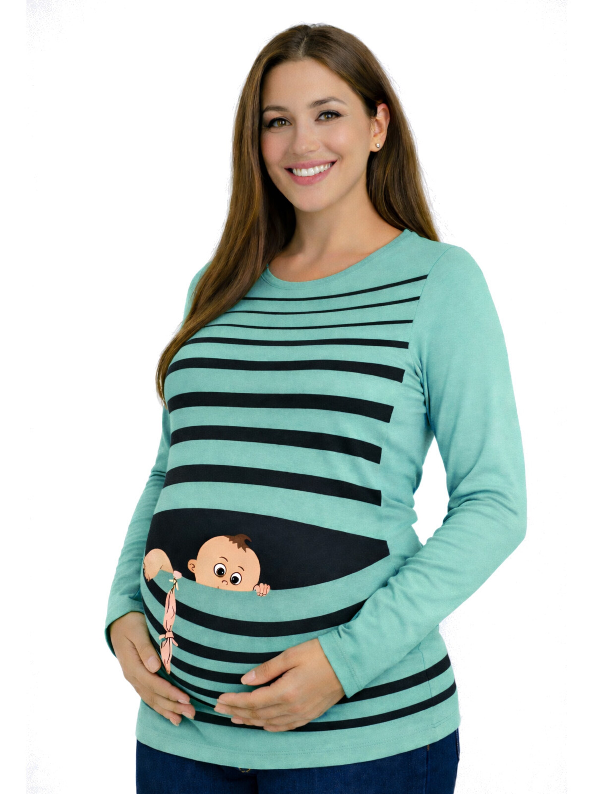 M.M.C. Shirt 'Baby Flucht Umstandslangarmshirt' in Blue: front
