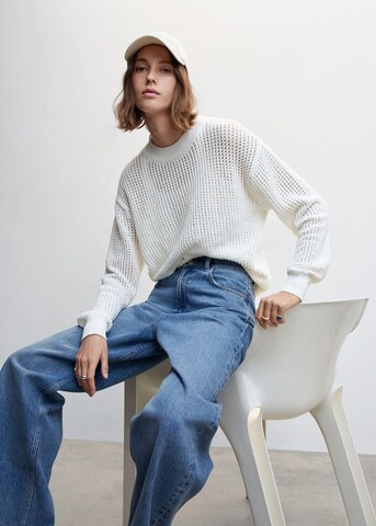 MANGO Sweater 'Red' in White