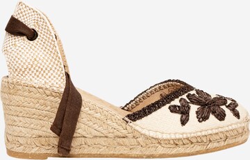 Sandalo 'Alpargata Cuña 7 cm' di Alhamas in beige: frontale