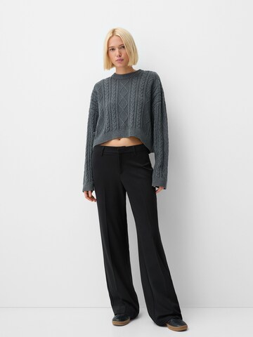 Bershka Wide leg Trousers with creases in Black