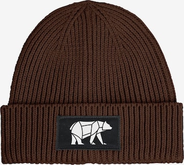 Neverless Beanie 'Bär Lineart Polygon' in Brown: front