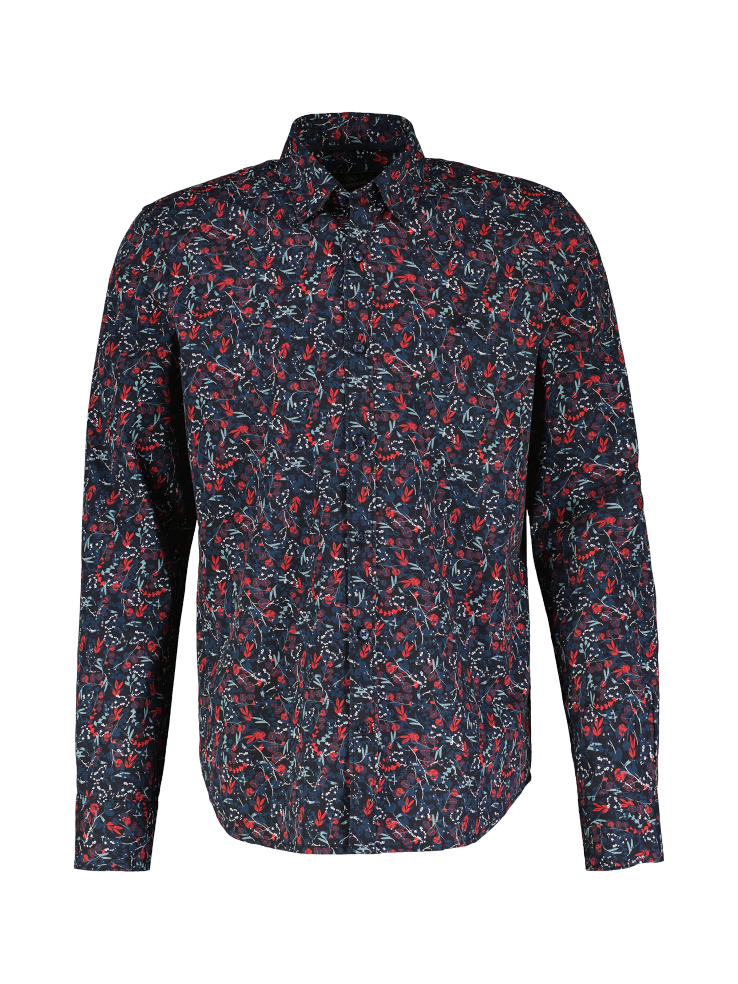 LERROS Button Up Shirt in Night blue / Light blue / Basalt grey / Light grey / Dark red, Item view