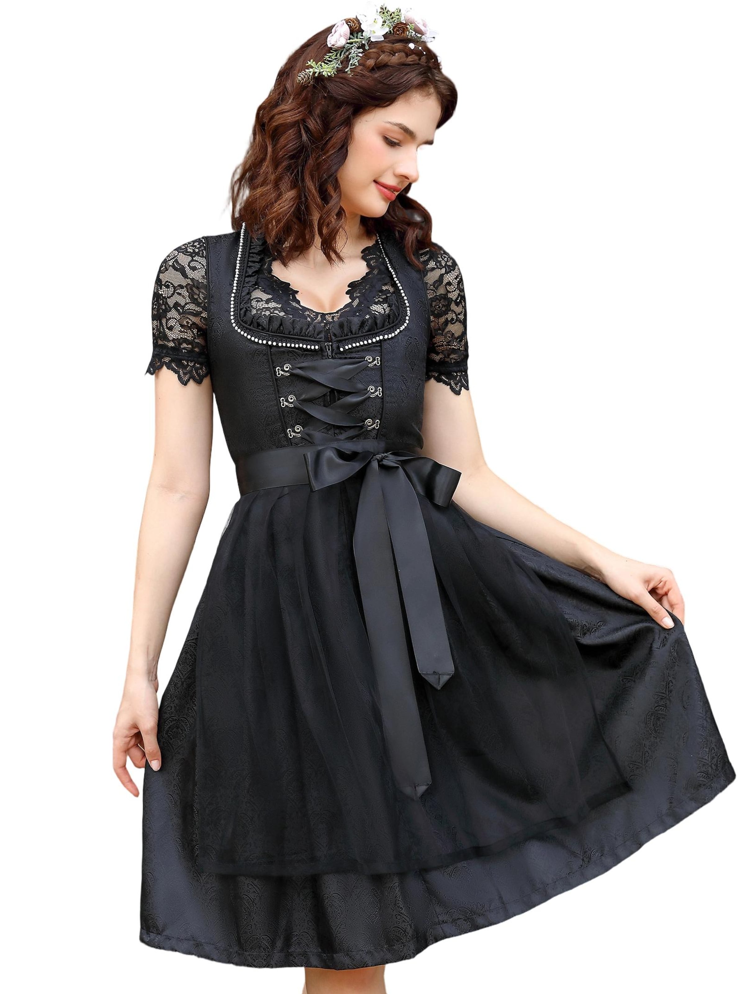 Yesfashion Dirndl‌ in Schwarz: Vorderseite