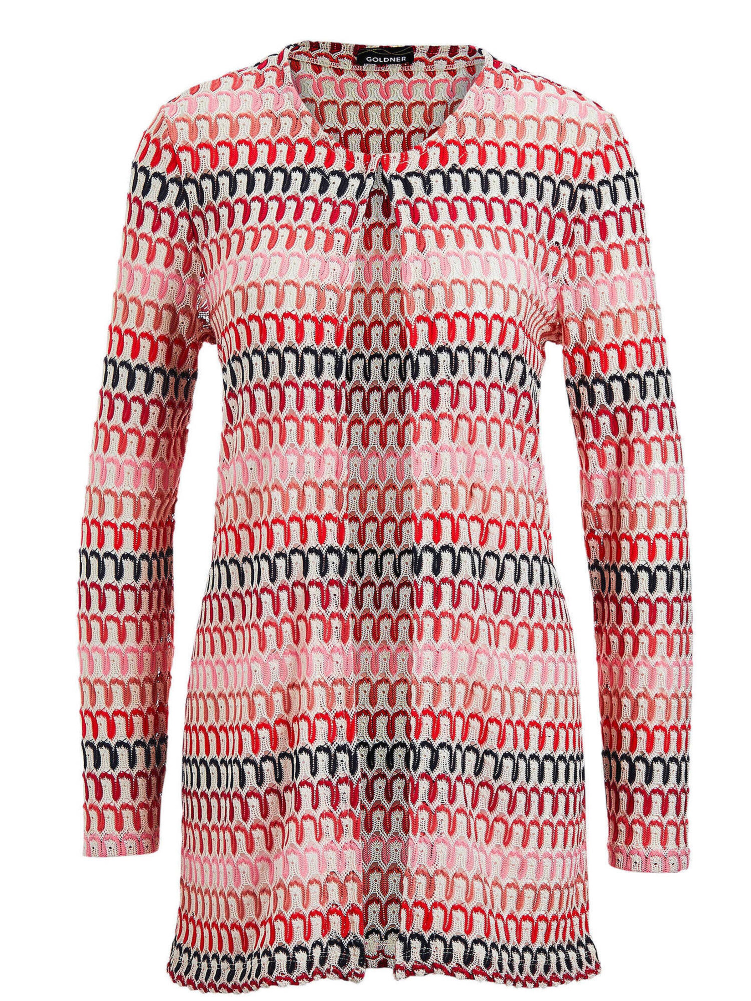 Goldner Gebreid vest in de kleur Crème / Koraal / Rosa / Zwart, Productweergave