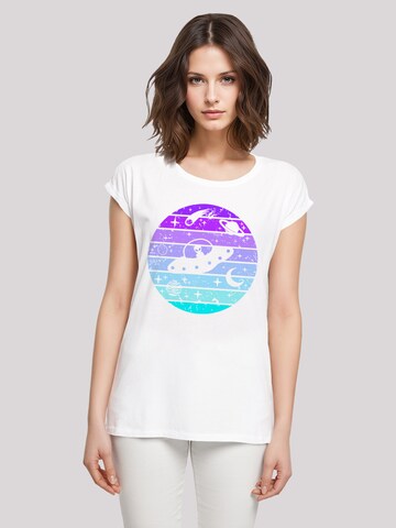 T-shirt 'Retro Alien Weltraum Sonnenuntergang' F4NT4STIC en blanc : devant