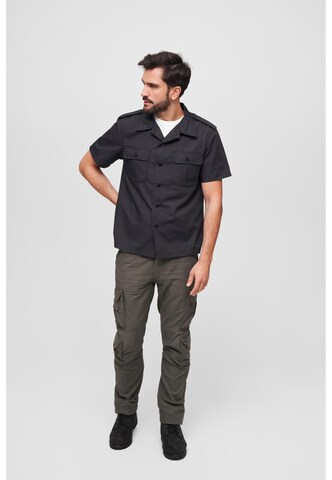 Brandit Regular fit Button Up Shirt in Black