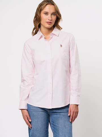 U.S. POLO ASSN. Blouse 'Gina' in Roze: voorkant