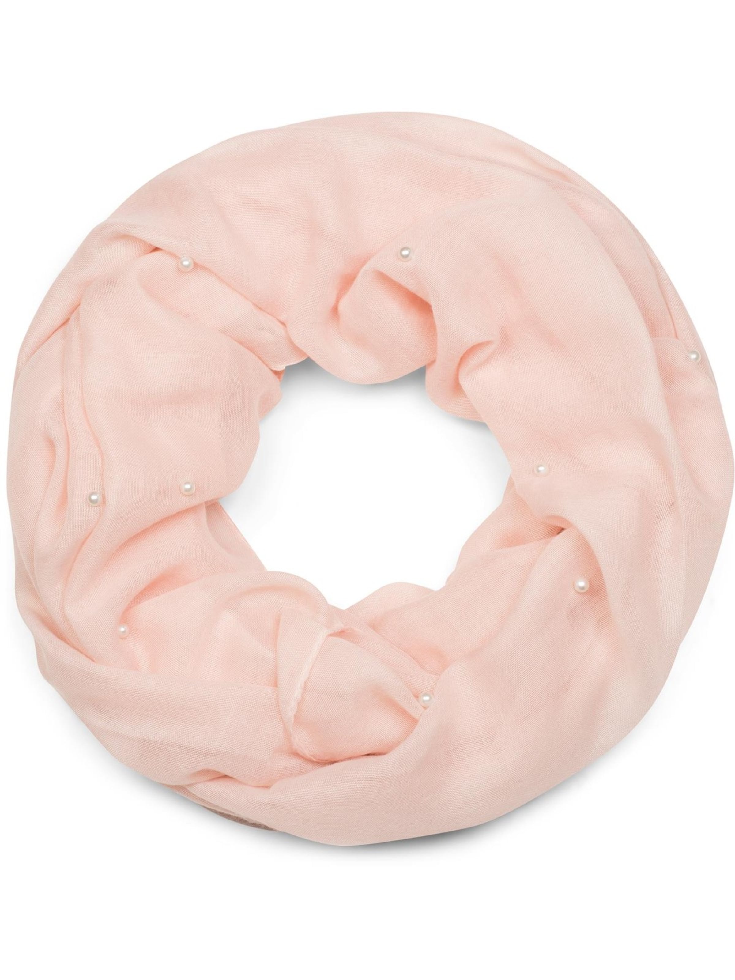 styleBREAKER Schlauchschal 'Loop Schal mit Perlen Applikation'‌‌‌ in Pink: Vorderseite