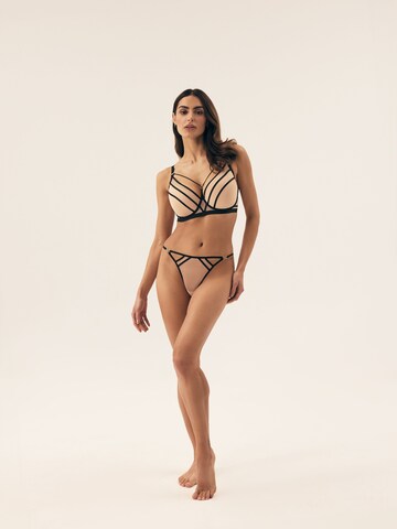 ESOTIQ - Panti 'Slip Blanca, hoher Beinausschnitt, dekorative Zierriemen' en negro