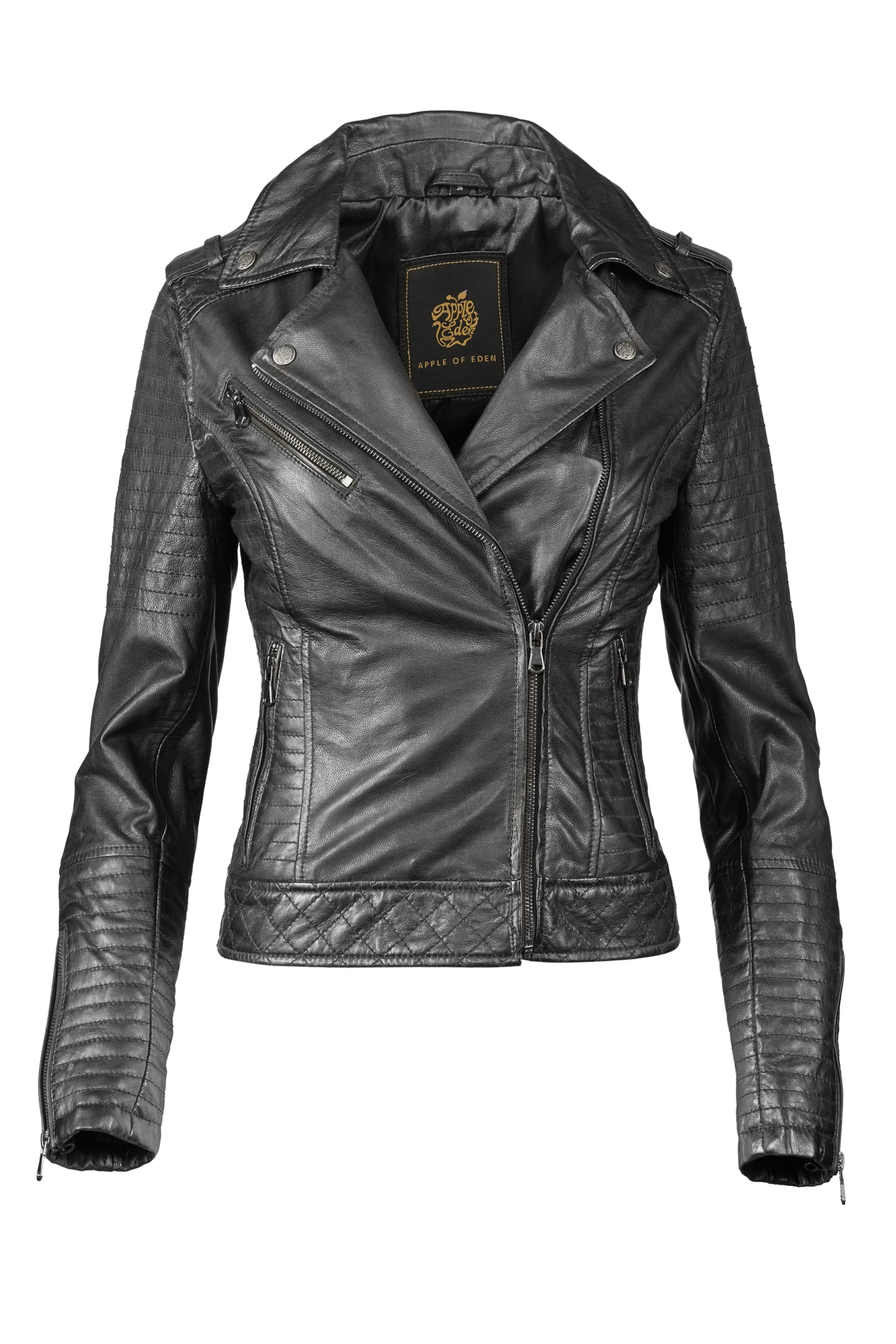 Apple of Eden Lederjacke AOE-132 in schwarz, Produktansicht
