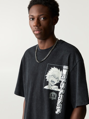 T-Shirt 'MY HERO' Pull&Bear en gris