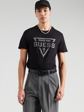 GUESS - Camiseta en negro: frente