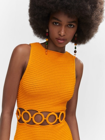 MANGO Knitted dress in Orange