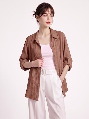 TorWeit Oversizeshirt 'Essential Cotton Shirt'‌‌‌‌ in Braun
