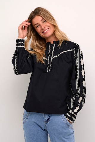 Cream Blouse 'Gwen ' in Zwart: voorkant