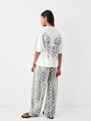 Bershka Oversized tričko – béžová
