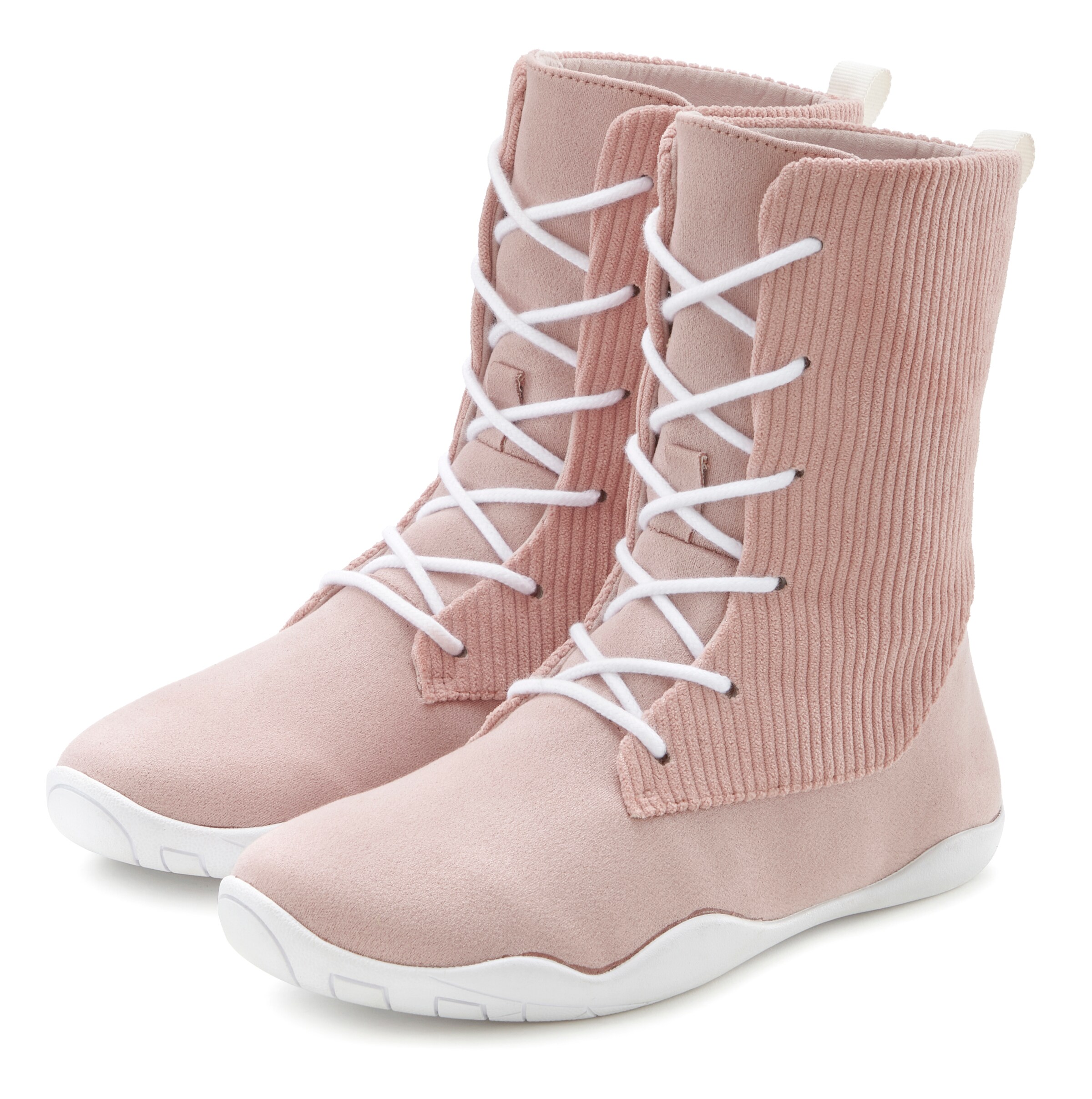 LASCANA Lace-up boot in Pink