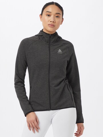 ODLO Athletic Zip-Up Hoodie in Black: front