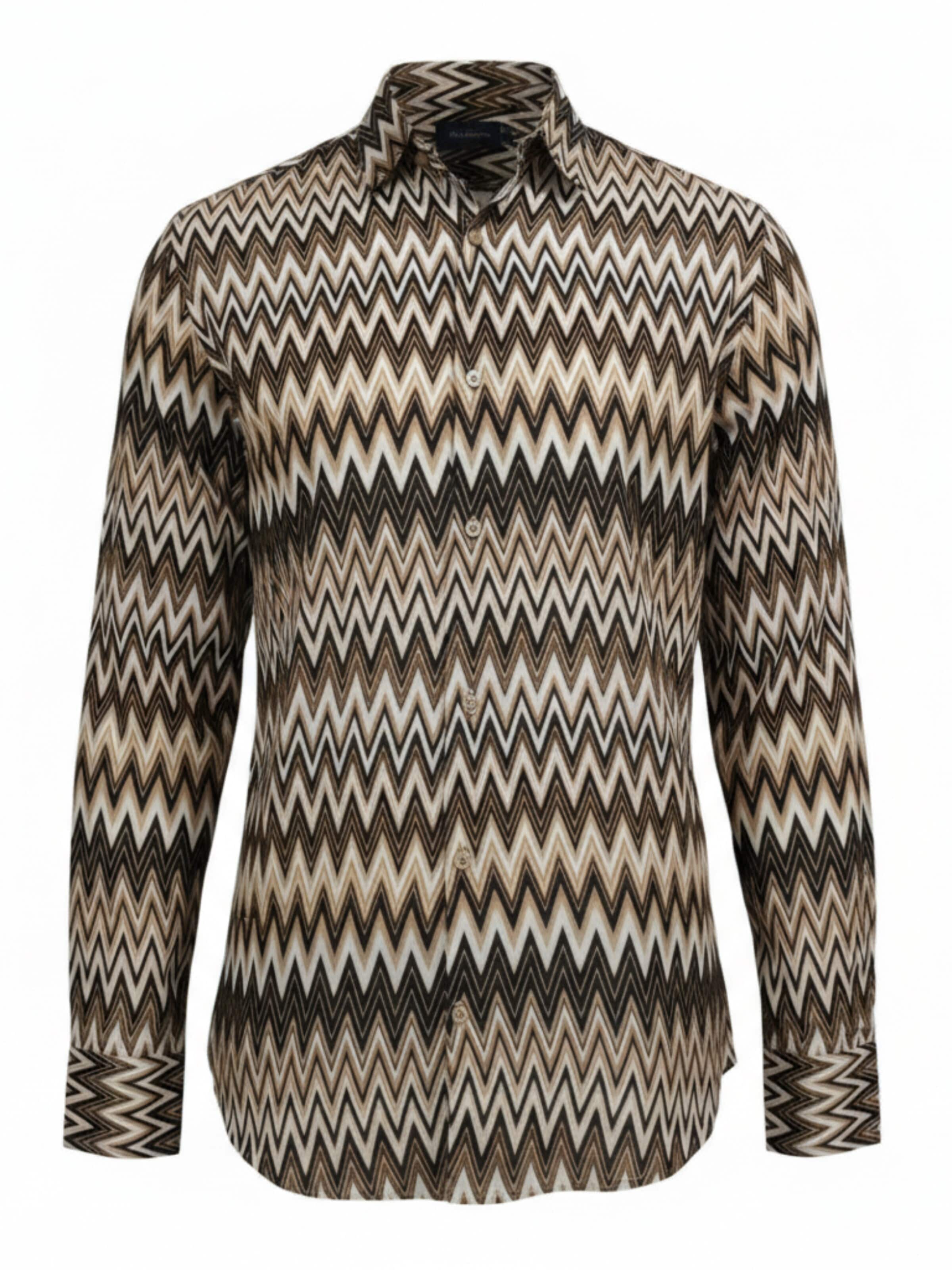 Radwa Regular fit Overhemd 'Men's Viscose multicolor pattern shirt' in Bruin: voorkant