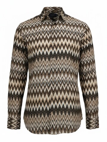 Regular fit Cămașă 'Men's Viscose multicolor pattern shirt' de la Radwa pe maro: față