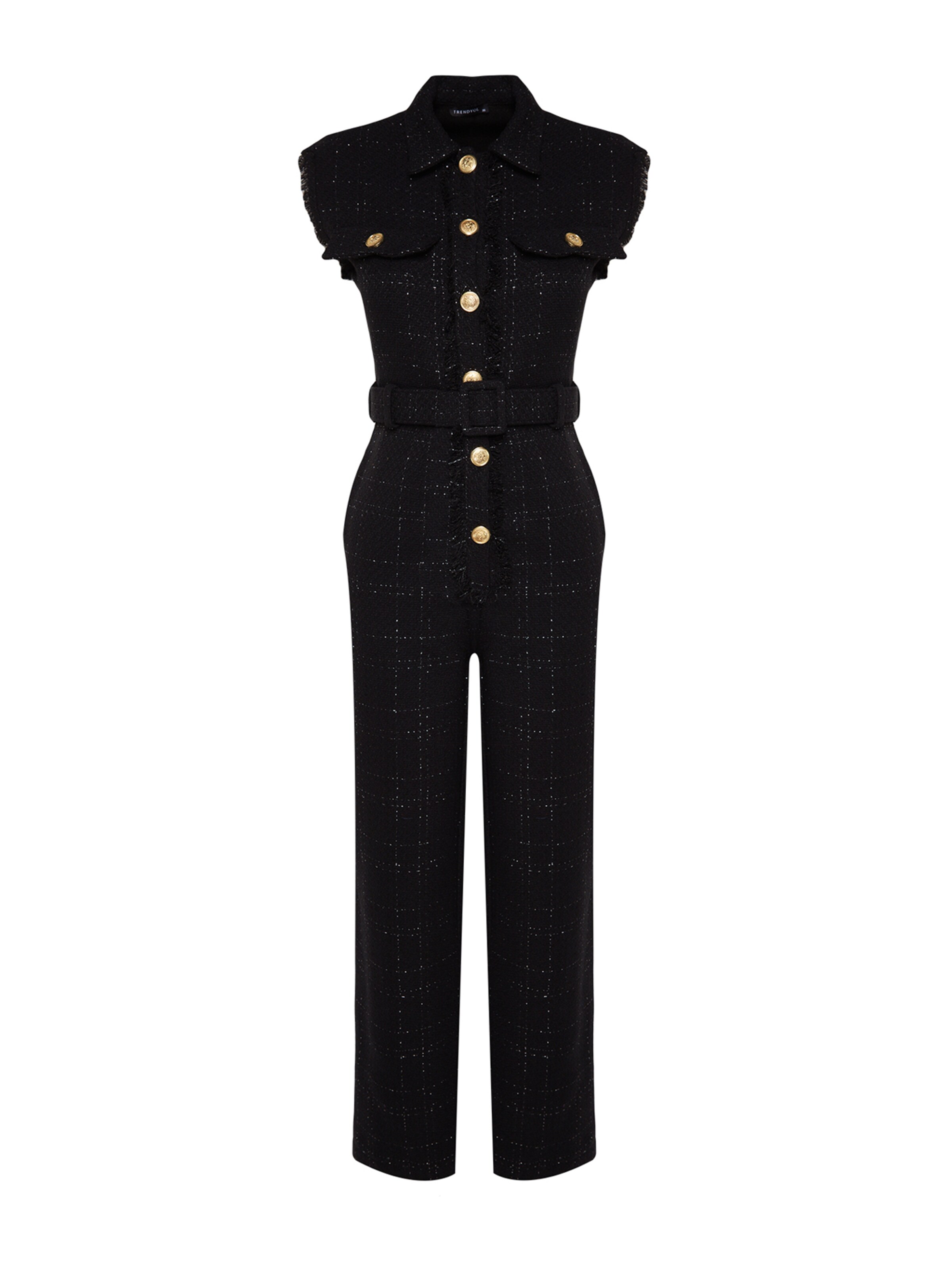 Trendyol Kezeslábas - fekete: elől