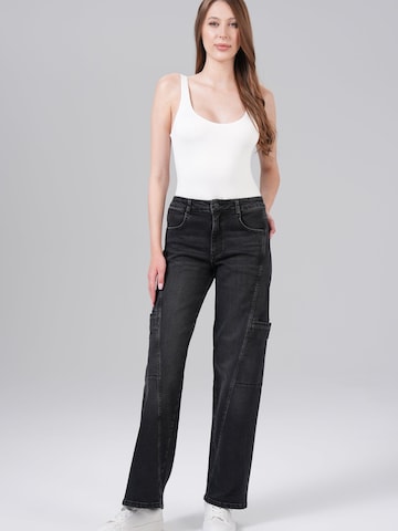 M.O.D MIRACLE OF DENIM - Pierna ancha Vaquero en negro: frente