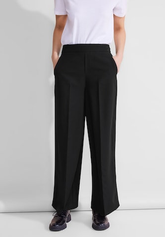 STREET ONE Wide leg Pleated Pants in Black: front