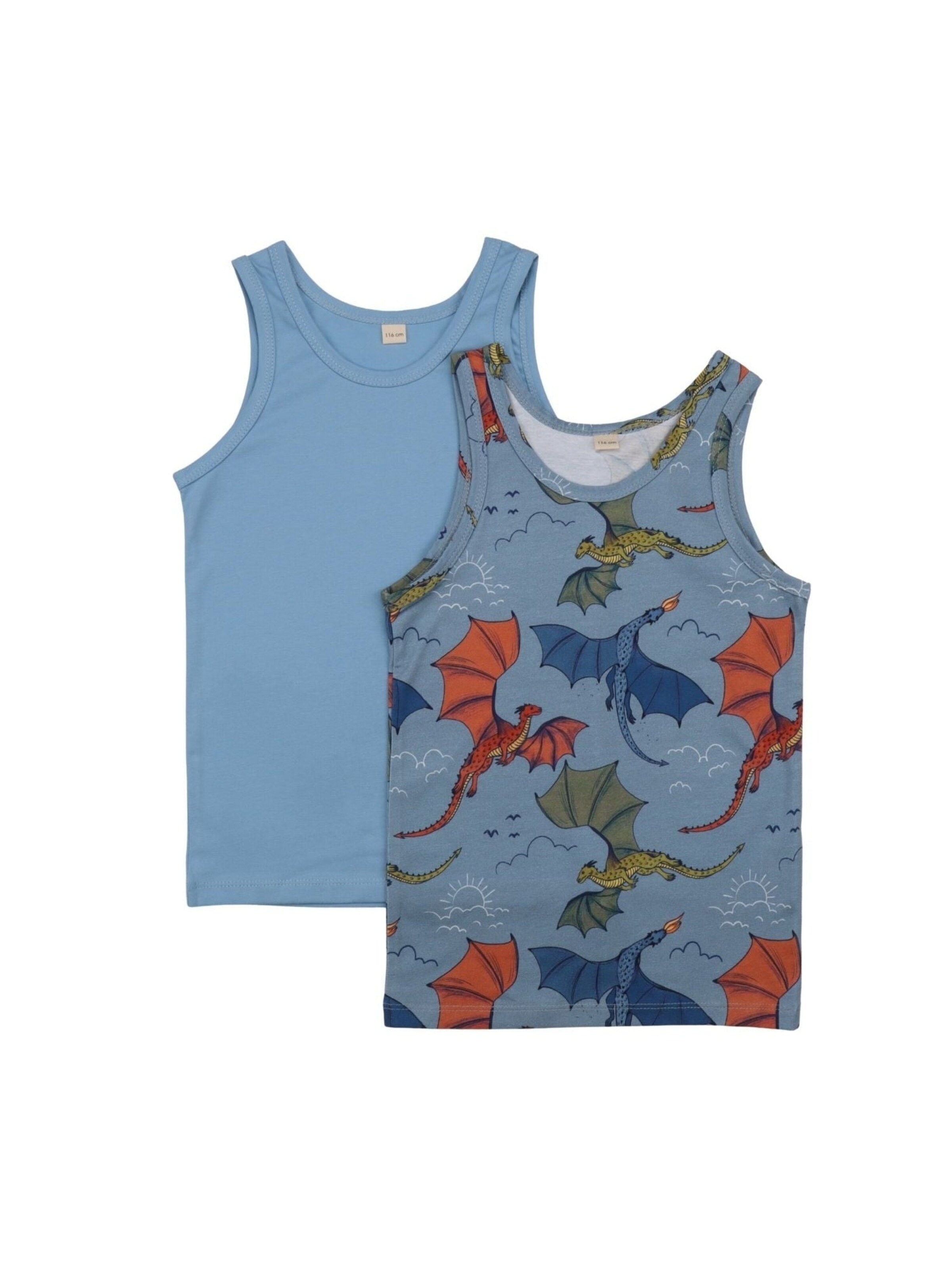 Walkiddy Undershirt 'Colorful Dragon' in Blue: front