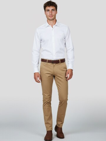 Profuomo Slim fit Button Up Shirt 'Knitted' in White