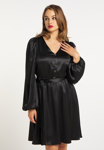 Rochie de la faina pe negru: față