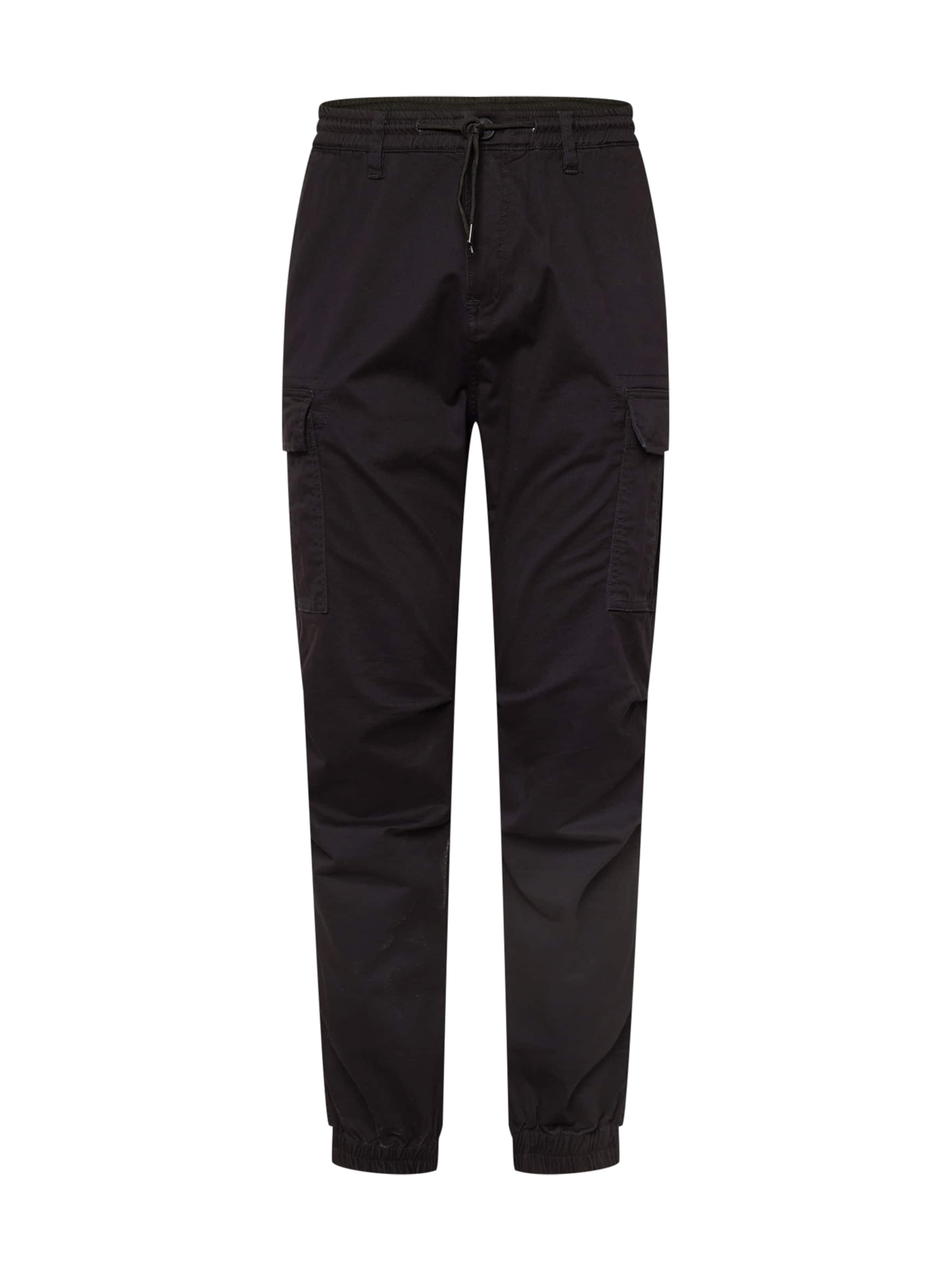 Pantalon cargo Vintage Industries en noir : devant