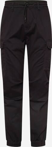 Pantalon cargo Vintage Industries en noir : devant