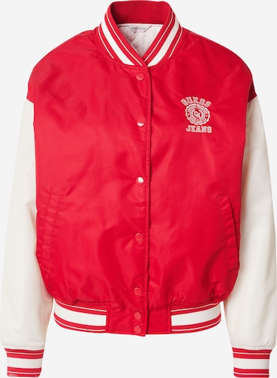 GUESS JEANS Prijelazna jakna u crvena / bijela, Pregled proizvoda
