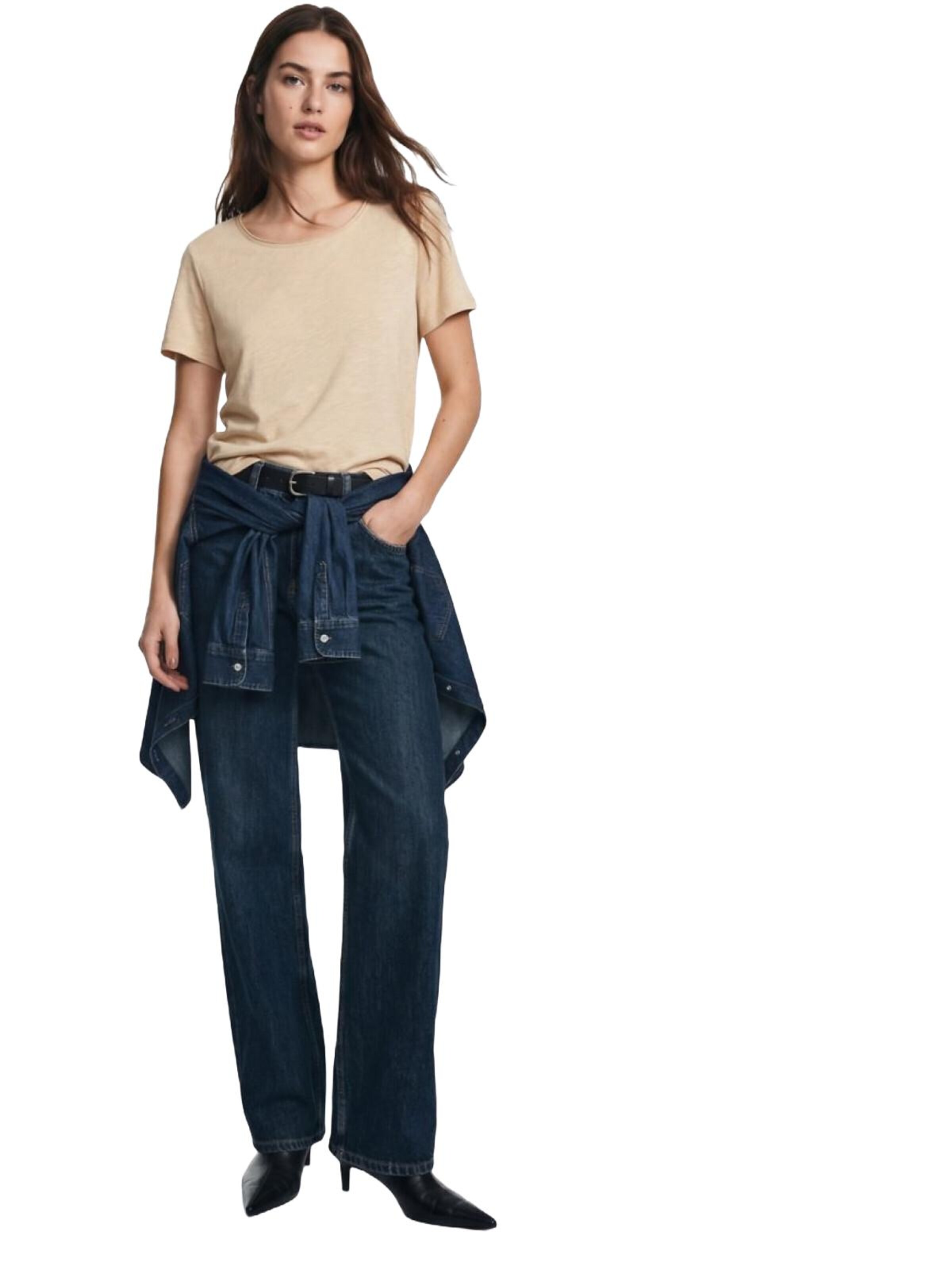 LTB Jeans Shirt 'LTB Jeans Damen-T-Shirt mit U-Ausschnitt' in Beige: front