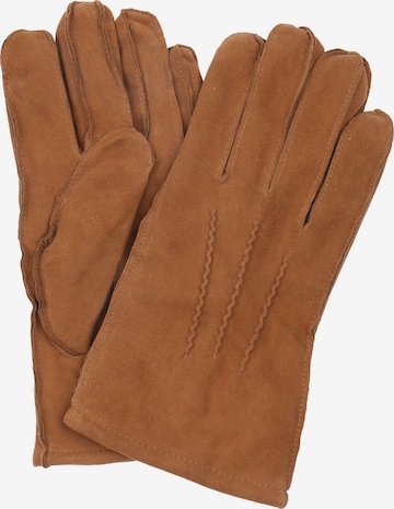 Suitable Full Finger Gloves in Brown: front