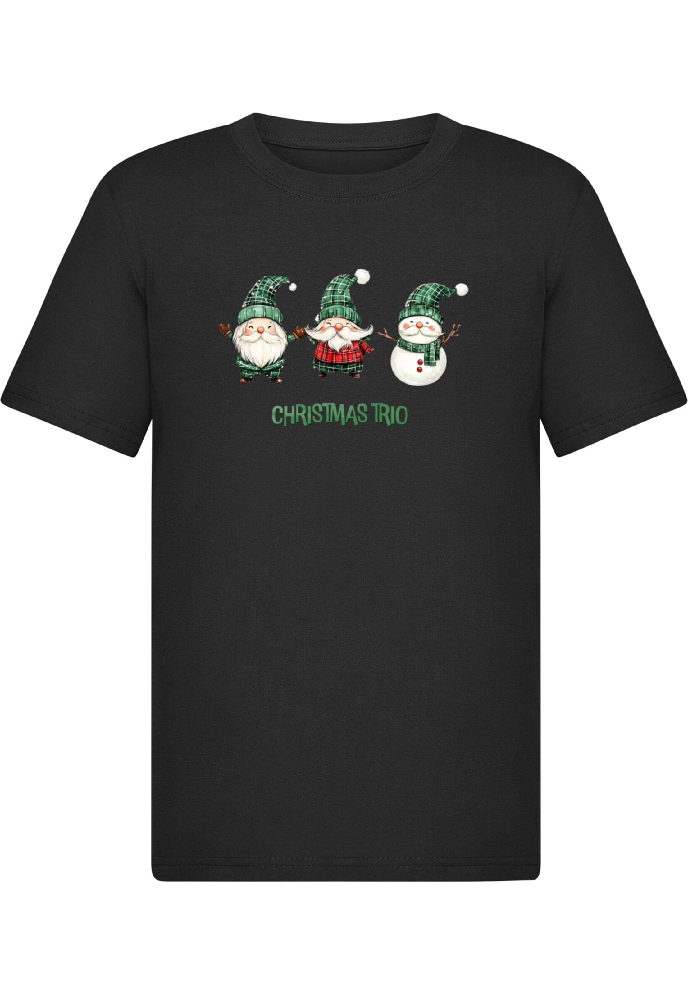 Merchcode Shirt 'Christmas Santa Trio' in Black: front