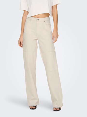 ONLY Loose fit Cargo Jeans 'Camille' in Beige: front