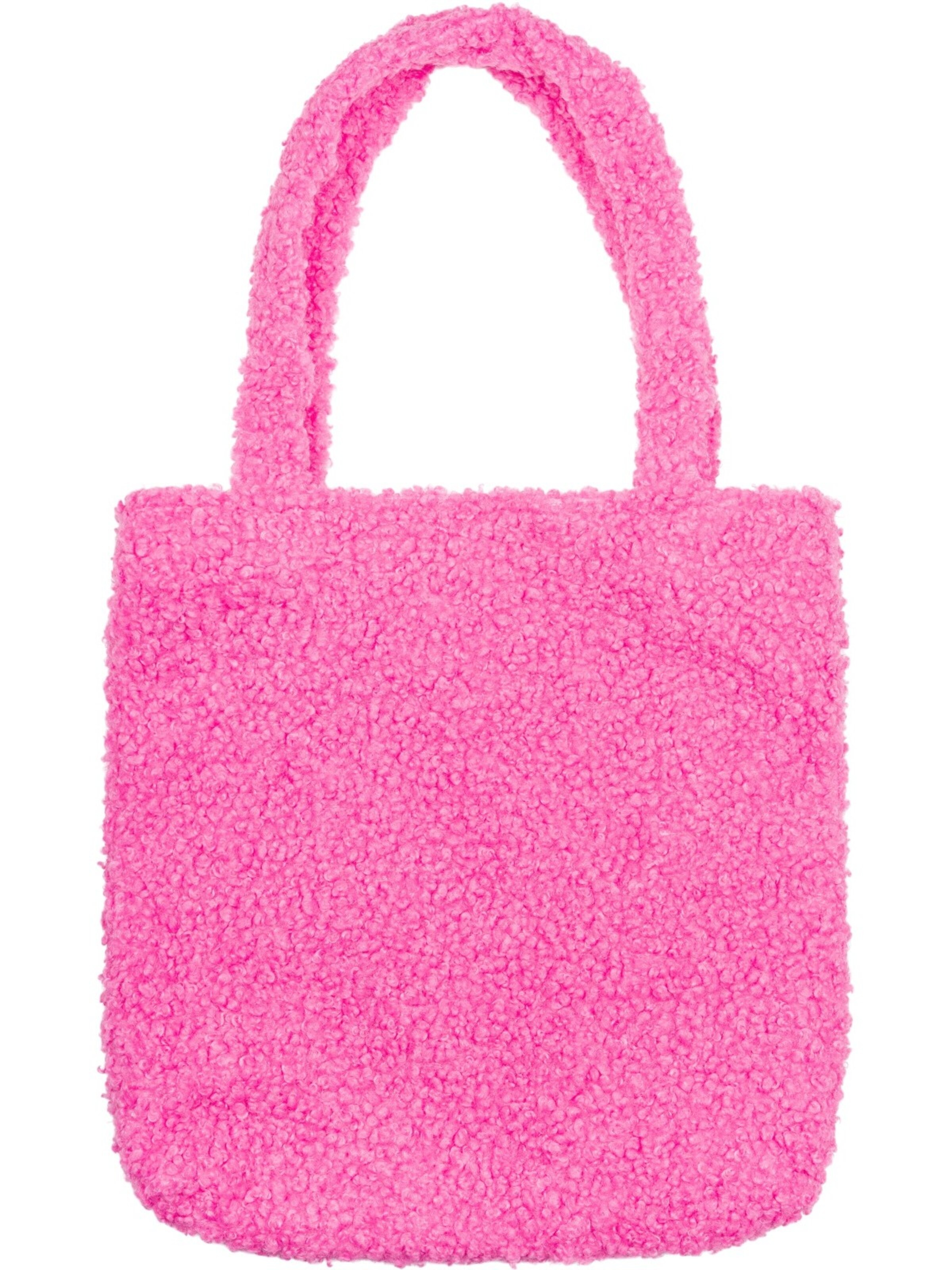 styleBREAKER Shoulder Bag 'Teddyfell Beuteltasche' in Pink: front