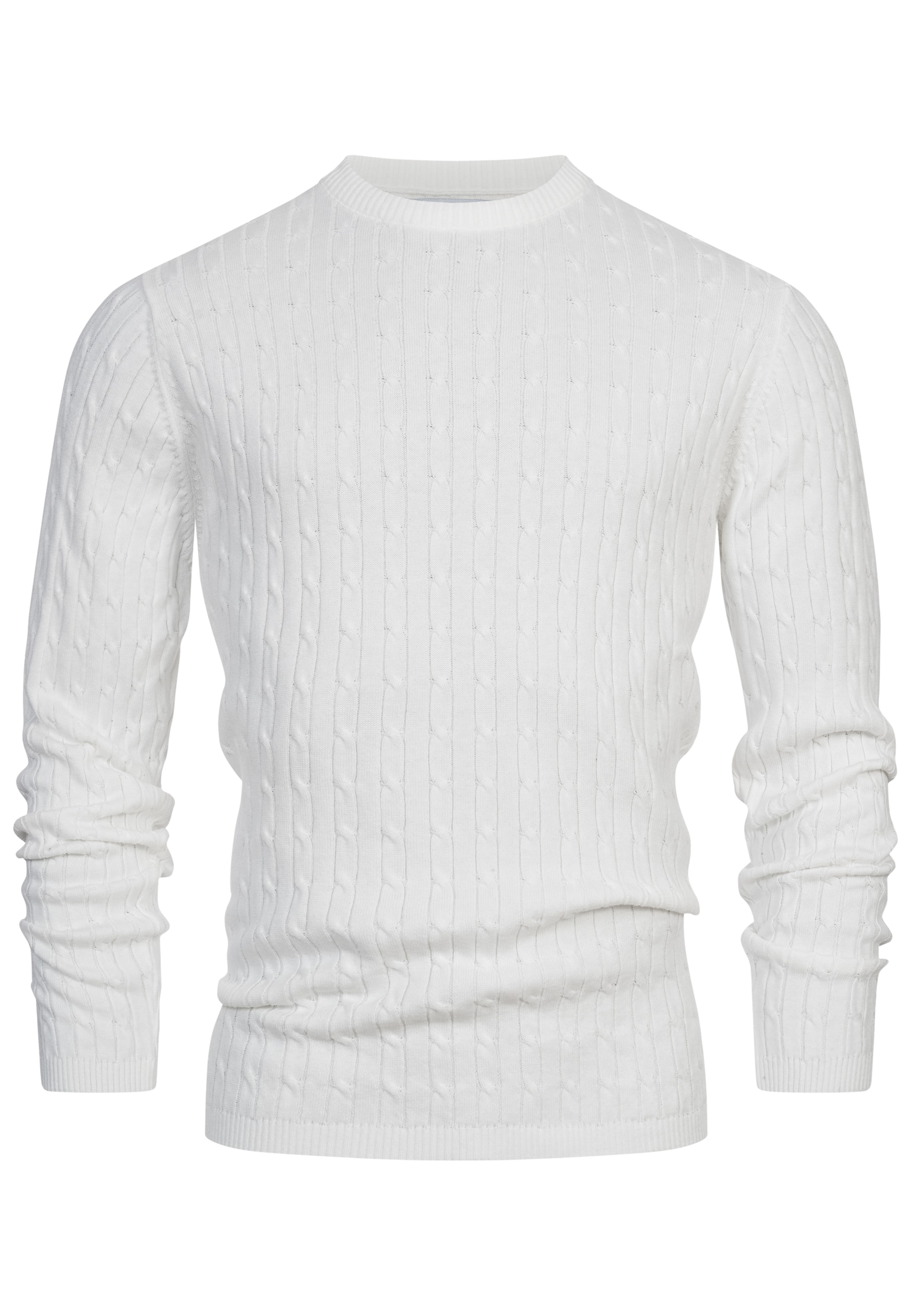 Kronstadt Sweater 'Cable' in White: front