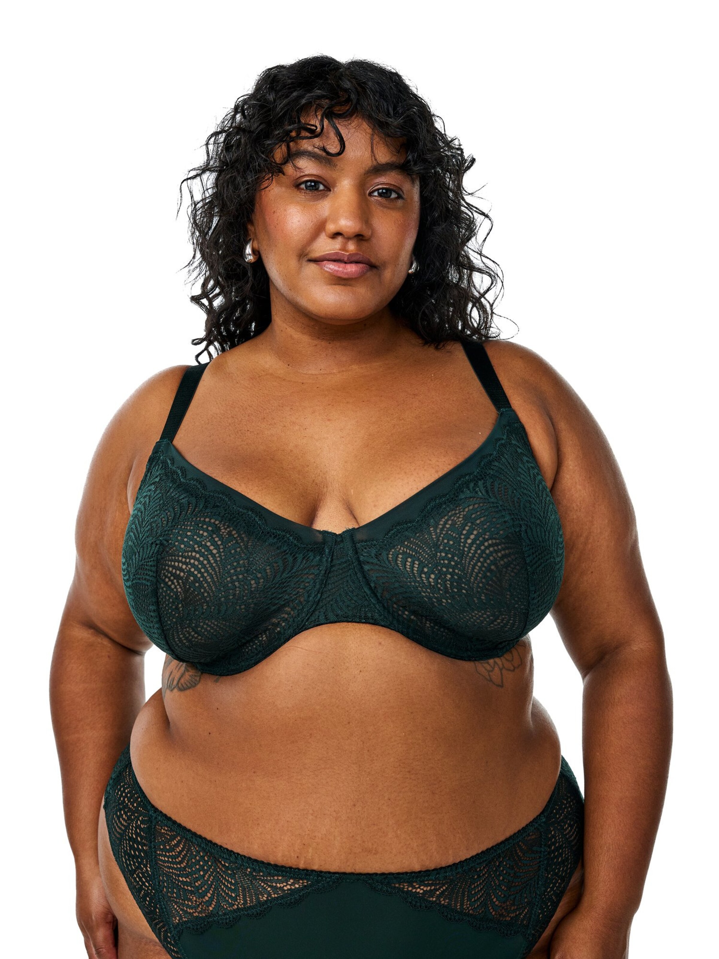 Devoted by Zizzi T-shirt Bra in Green: front