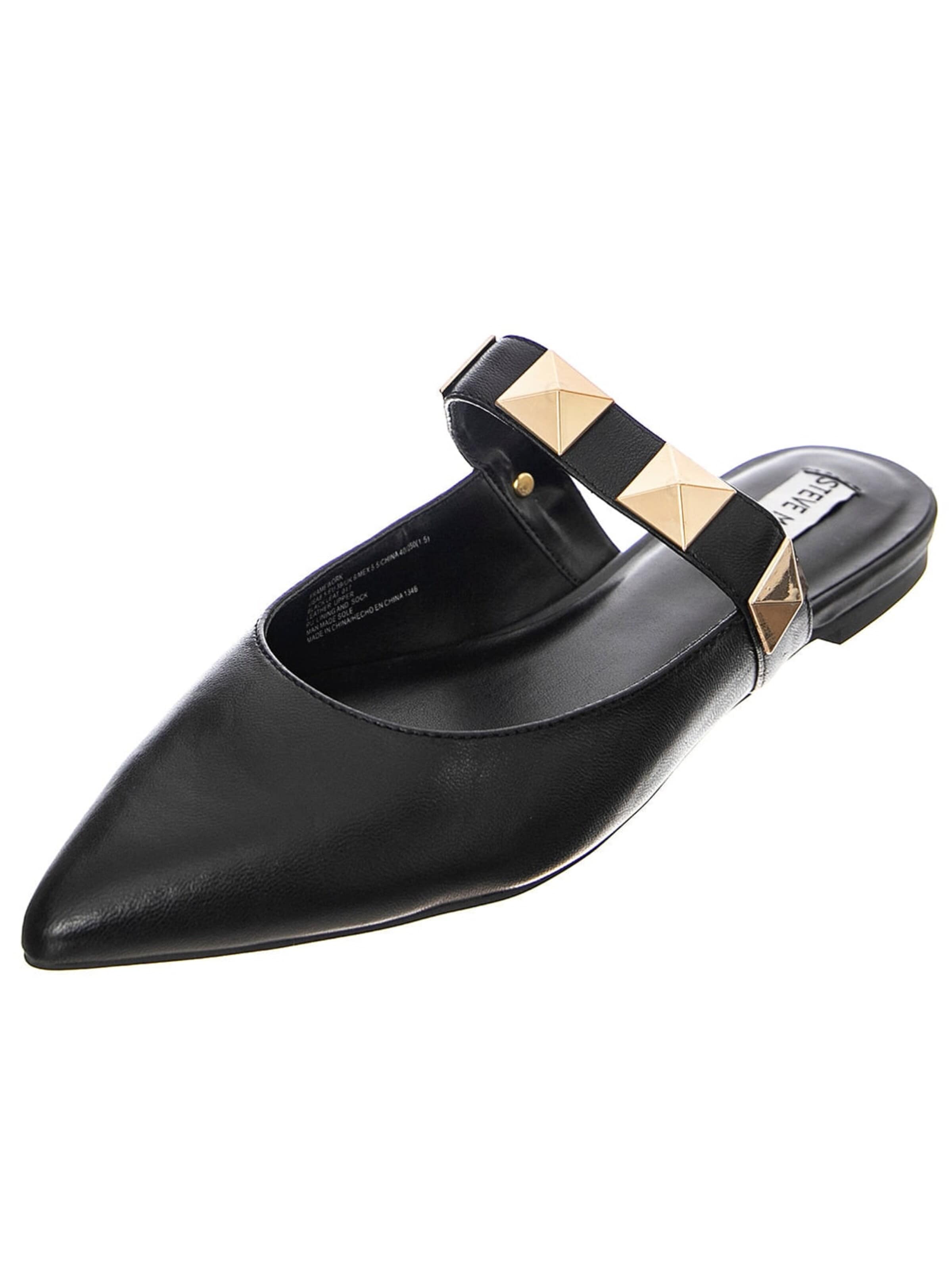 STEVE MADDEN Klapki 'FRAMEWORK BLACK LEATHER' w kolorze czarny: przód