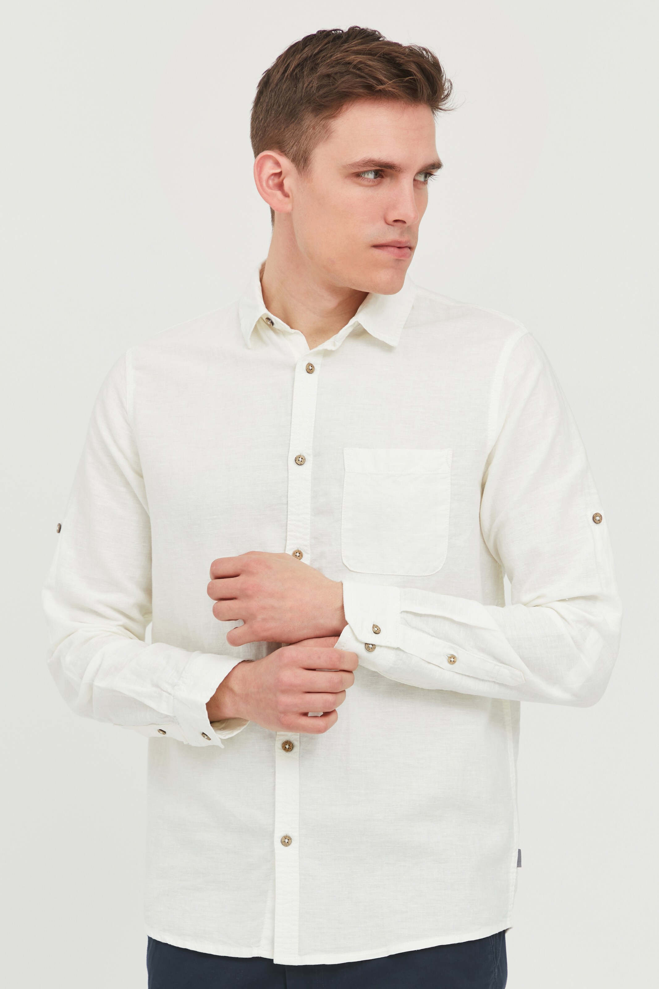 Männer Hemden  Solid Freizeithemd in Weiß - GB28454