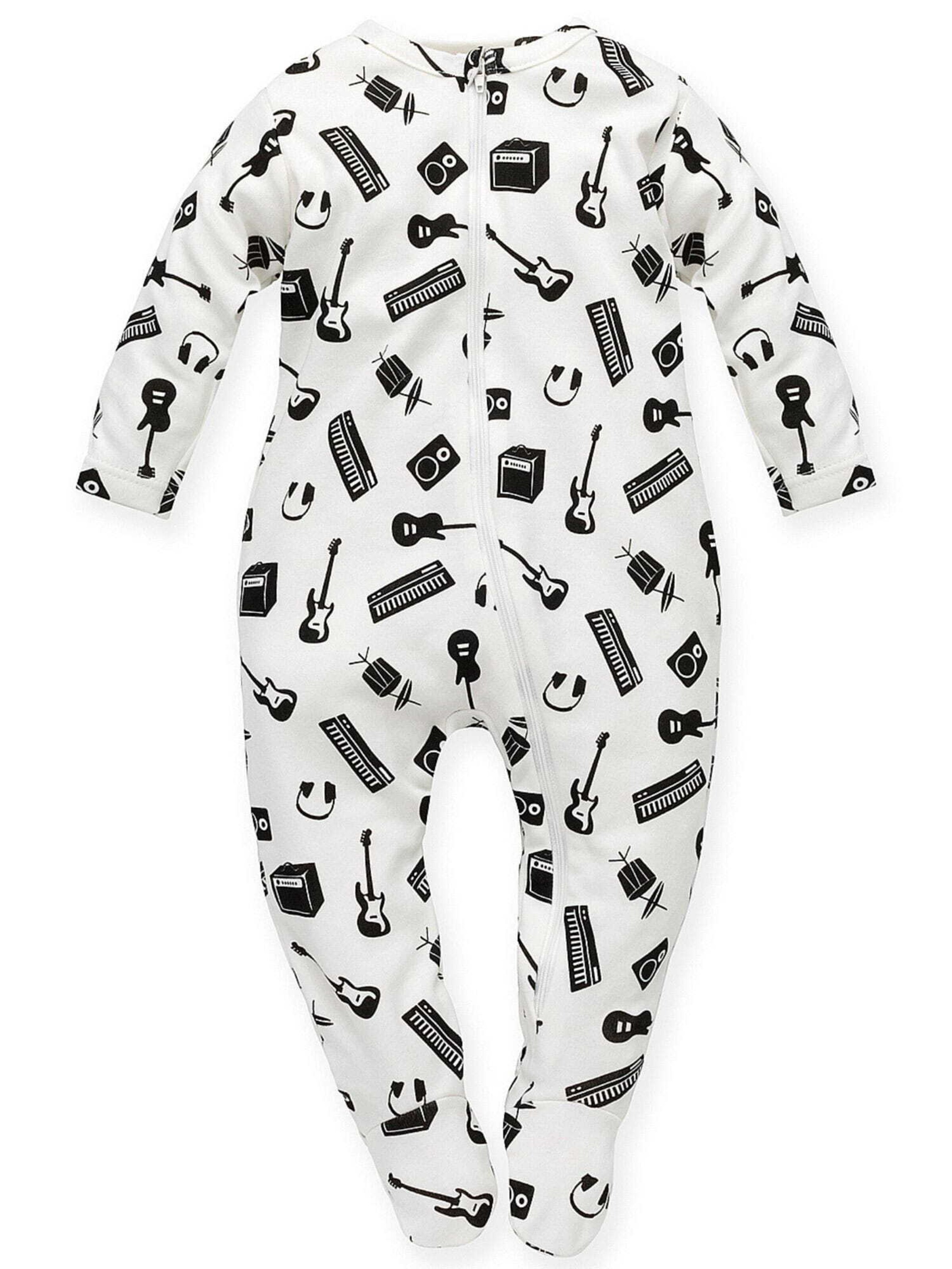 Pinokio Strampler 'Musikinstrumente' in Weiß: Vorderseite