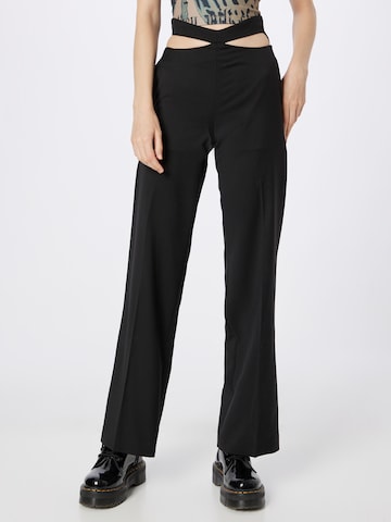 Parisienne et Alors Regular Trousers with creases in Black: front