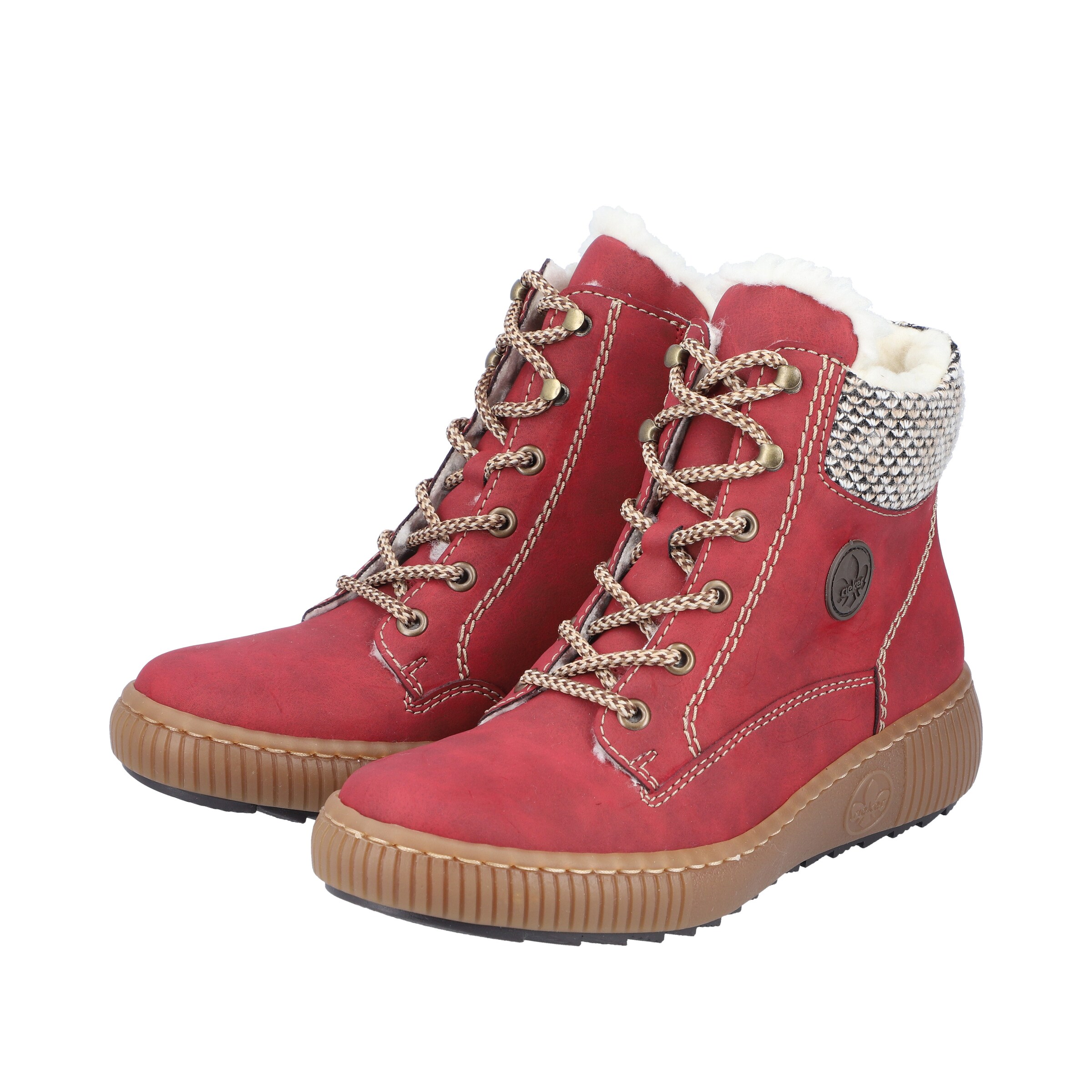 Rieker Botki sznurowane w kolorze czerwony