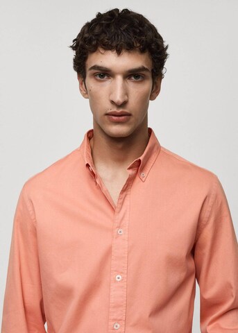 MANGO MAN Regular fit Button Up Shirt 'Pego' in Orange