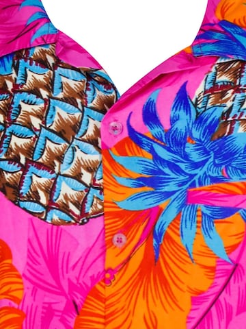 King Kameha Shirt 'Pineapple Hibiscus Shadow Line' in Pink